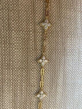 7” Gold Plated over .925 Sterling Silver CZ Clover Design Bracelet